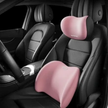 Car Headrest Neck Support Cotton Lumbar Protector Waist Cushion For Car - Pink - View 2