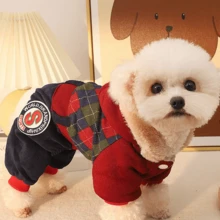 1 st varm tjock fleecejacka med 4 ben, hund-/kattkläder för pudel, bichon frisé, malteser, höst/vinter