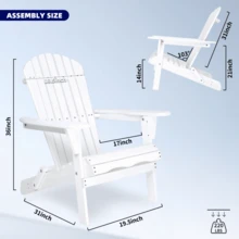 Conjunto de 2 sillas Adirondack plegables de madera para exteriores, silla de patio de madera para jardín, césped, patio trasero, terraza, junto a la piscina, hoguera, medio ensamblada, RR XGDQ - Silla Adirondack en relieve - Ver 3