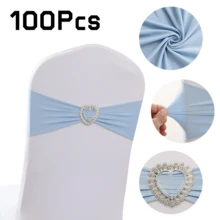 1-100 Stücke elastische Stuhlrückenbezüge mit Schnallenverschluss, Schleifendesign ohne Binden, geeignet zum Dekorieren von Stühlen bei Geburtstag, Hochzeit, Abschlussfeier, Willkommensparty, Hotel-Konferenzsaal, Auditorium - Verschiedenfarbig - Übersicht 70
