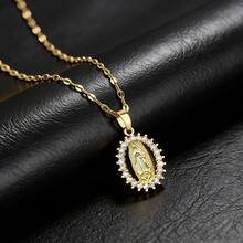 1 Peça Colar Pingente de Nossa Senhora Decorado com Zircônia de Cobre Estilo Vintage Hip-Hop, Corrente de Aço Inoxidável, Banhado a Ouro 18K, Adequado para Meninas Usarem em Festas, Banquetes, Festivais e Ocasiões Diárias, Joia Requintada, Acessórios Dourados, Ótimo Presente para Volta às Aulas, Ano Novo, Dia dos Namorados, Dia das Mães - Dourado - Visão 6