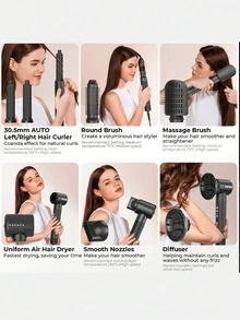 7-In-1 High Speed Hair Dryer, 110,000 RPM, With Straightener And Curler Attachments - View 5