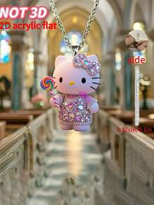 A Stylish Cartoon Cute Hello Kitty With Lollipop Flat Acrylic Necklace From Sanrio - Multicolor - View 4