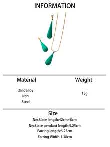 1 Necklace + 1 Pair Earrings, Fashion Long Teardrop Pendant Creative Everyday Versatile Jewelry Set For Women - earrings necklace set - View 16