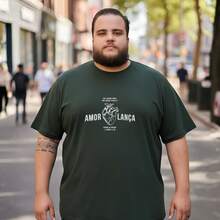 camiseta masculina plus size gospel estampa amor sem medo - Verde Militar - Visão 1