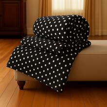 Microfiber Blanket, Queen/King Size, Hypoallergenic, Polka Dot Print, Warm - màu đen - Xem 1