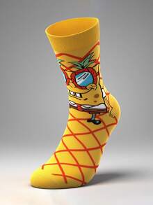 SpongeBob SquarePants 1/5/10双装卡通人物印花中筒袜套装，男女皆宜，趣味图案设计，适合日常穿着和送礼。 - 彩色 - 查看 4