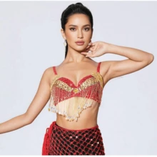 1 chiếc áo croptop múa bụng đính sequin dành cho nữ, áo lót đính sequin, thích hợp cho các lễ hội âm nhạc và hộp đêm, có nhiều màu sắc, một cỡ phù hợp với cúp ngực 36/80B. - Nhiều màu - Xem 8