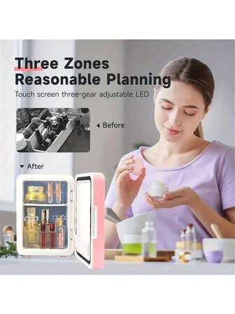 Mininevera para cuidado de la piel y cosméticos, capacidad de 4 litros, con funciones de enfriamiento y calentamiento dual, adecuada para almacenar cosméticos y alimentos, refrigerador portátil, alimentado por USB, ideal para dormitorios, oficinas y automóviles, color rosa.