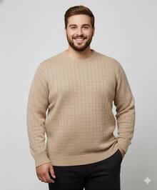 Men's Striped Knitted Sweater Blouse - Beige - View 9
