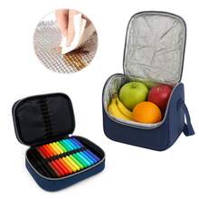Large Reinforced School Backpack Kit + Thermal Lunchbox + Jumbo Pencil Case For Girls, Boys, Children, Teens, Unisex - 藏蓝色 - 查看 4
