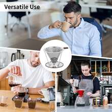 Pour Over Coffee Dripper,  Stainless Steel Filter,Easy To Clean Paperless Pour Over Coffee Maker,Reusable Filter,Cone Dripper With Removable Cup - Silver - View 6