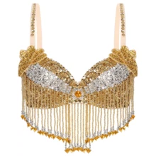 1 chiếc áo croptop múa bụng đính sequin dành cho nữ, áo lót đính sequin, thích hợp cho các lễ hội âm nhạc và hộp đêm, có nhiều màu sắc, một cỡ phù hợp với cúp ngực 36/80B. - Nhiều màu - Xem 18