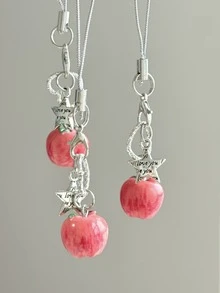 合金可爱苹果元素原创设计春季新品，小巧精致，创意仿真苹果，手机链可爱小众包包相机挂件钥匙扣，手机挂绳，手机饰品，耳机盒饰品，包包饰品，小吊坠春季礼物派对 - 紅色 - 查看 2