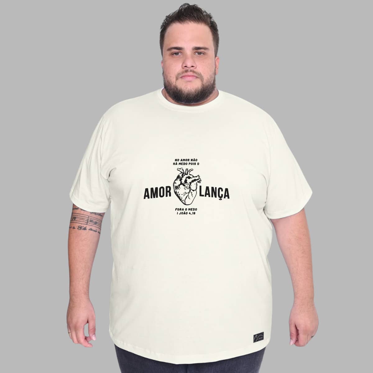 Men's Plus Size Gospel T-Shirt With "Love Without Fear" Print - 黃色 - 查看 1