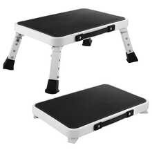 Vmingo 150kg Taburete Plegable Banco Multiusos Ajustable Resistente Reposapies Banquitos Escalera Infantiles Escalon Pequeño Cocina Hogar Plataforma Antideslizante Dormitorio Oficina Portatil Mesa 330lb Color Blanco - Blanco - Ver 1