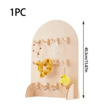 Wooden Pegboard Display Rack, Arched Bracelet Display Stand, Desktop Pegboard Display Rack With 12 Hooks, Suitable For Jewelry Display, Necklaces, Headbands, Keys - Apricot - View 10