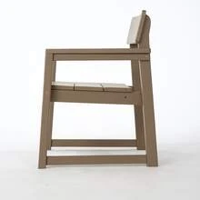 Sillones grises de HDPE para exteriores y jardín con respaldo, sillas de diseño modernista OUW1 - Madera + HDPE + Moderno - Ver 3