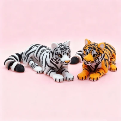 1pc Random 3D Printed Movable Tiger Joint Realistic Northeast Tiger Animal Model Figurine Decor, Creative Gift For Boys (Eye Color Random)