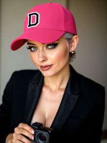 1pc Unisex Personalized 26 Letter Baseball Cap, Adjustable Casual Breathable Sun Hat, Suitable For Spring, Autumn, Summer Indoor And Outdoor Daily Wear - Hot Pink - View 6