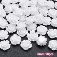 50/100pcs 6/8/10mm Flat Back Camellia Rose Flower Resin Charms Beads For DIY Crafts Jewelry Making Wedding Decorations Nail Art Phone Case Scrapbooking Embellishments - Flower - View 8