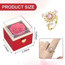 1 hộp đựng trang sức nắp lật có hoa hồng bảo quản, hộp đựng nhẫn bí mật, thích hợp làm quà tặng sinh nhật, kỷ niệm, đám cưới, Giáng sinh, cầu hôn, đính hôn cho bạn gái, vợ. Hộp quà hoa hồng xoay tự động đựng dây chuyền, nhẫn. - Nhiều màu - Xem 9
