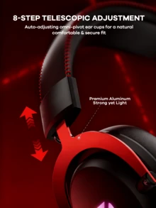 FANTECH Wired Gaming Headset, 7.1 Surround Sound, USB Gaming Headphones , Wired Headset For Game, Black - Black - View 8