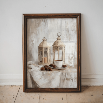 1pc Vintage Wall Art Poster, Still Life Lantern Coffee Dates Painting Ramadan Decor, Neutral Rustic Middle Eastern Home Wall Art, Islamic Aesthetic Print, Warm Tones, Ramadan Decor | Eid Al-Adha Mubarak, Eid Mubarak, Elegant Ramadan Poster, Framed Or Unframed, Room Decor, Home Decor, College Dorm Apartment Decor, Gifts For Wall Decoration In Hotel, Home, Living Room, Bedroom, Bathroom And Office
