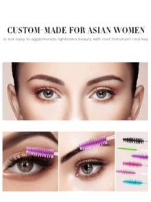 100 pièces/50 pièces Baguettes de mascara jetables, brosses à cils, brosses à sourcils avec brillant cristal, outils de maquillage pour extension de cils - Noir - Voir 10