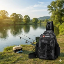 High-Quality Durable Fishing Tackle Bag With Rod Holder And Multiple Compartments, Premium Zipper Design, Suitable For Fishing And Outdoor Activities, Can Store Fishing Accessories, An Ideal Fishing Gift For Men, And The Perfect Choice For Fishing Equipment.