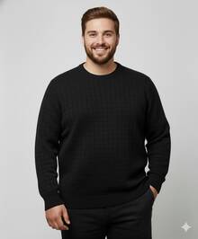 Men's Striped Knitted Sweater Blouse - Black - View 10
