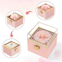 1 hộp đựng trang sức nắp lật có hoa hồng bảo quản, hộp đựng nhẫn bí mật, thích hợp làm quà tặng sinh nhật, kỷ niệm, đám cưới, Giáng sinh, cầu hôn, đính hôn cho bạn gái, vợ. Hộp quà hoa hồng xoay tự động đựng dây chuyền, nhẫn. - Nhiều màu - Xem 14