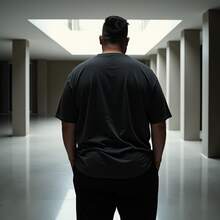 Men's Plus Size Gospel T-Shirt With "Love Without Fear" Print - 深灰色 - 查看 2