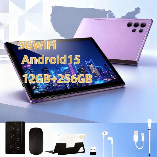 W&O Tableta PC de 11 pulgadas (2025), 256 GB de ROM y 12 GB de RAM, compatible con tarjeta de memoria de 1 TB, sistema operativo Android 15, 2 en 1 con teclado, mouse, estuche protector, lápiz óptico, cámara de 8 MP y 20 MP, procesador de ocho núcleos, batería de 10 000 mAh, pantalla IPS HD de 1280 x 800, Wi-Fi 6, tableta, tableta, tableta.