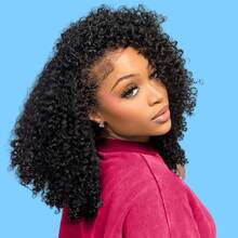 KPOP 20 Inch Kinky Cury Clip In HairExtensions 140g Double Weft Curly WaveClips In On Synthetic Hair Extensions Hairpieces For Women - Black - View 3