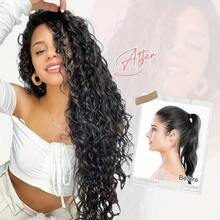 KPOP 20 Inch Kinky Cury Clip In HairExtensions 140g Double Weft Curly WaveClips In On Synthetic Hair Extensions Hairpieces For Women - Black - View 7