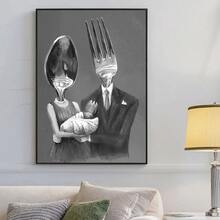 Framed 1pc Whimsical Kitchen Utensils Canvas Poster -  Art Print, Vintage Style Wall Decor For Bedroom, Living Room, Home Office - High-Quality, Easy To Hang, Kitchen Decor - Framed - View 5