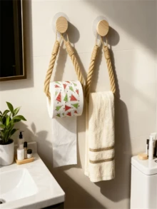 Wall-Mounted Toilet Paper Holder, Bathroom Accessories, Tissue Paper Rack, Kitchen Disposable Wipe Holder - Multicolor - View 2