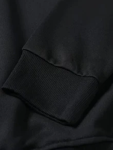 Sudadera Casual de Cuello Redondo con Patrón de Rugby del Diablo para Hombre - Negro - Ver 3