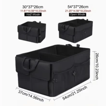 Heavy-Duty Oxford Cloth Car Trunk Organizer Bag - 2-Compartment Foldable Design With Adjustable Dividers And Non-Slip Base, Suitable For SUVs And Sedans, Black, A Travel Gear Organizer, Compact And Durable. - 黑色 - 查看 2