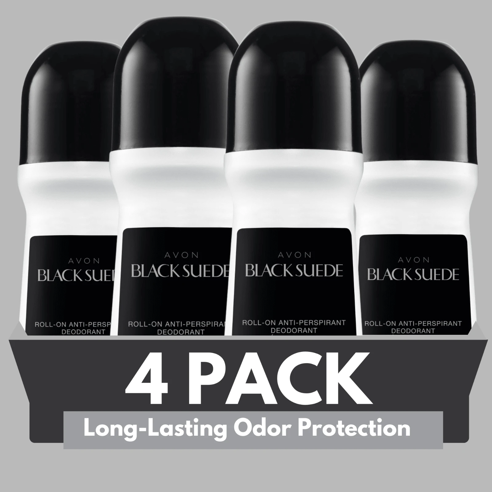 Avon Black Suede Roll-On Deodorant For Men 2.6 Fl Oz Pack Of 4 Long Lasting Odor Protection - Da lộn đen - Xem 1