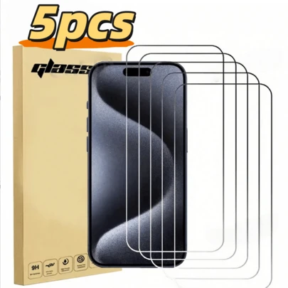 Shockproof Tempered Glass Screen Protector 5pcs Full Coverage Tempered Glass Screen Protector Compatible With IPhone 17/17 Pro/17 Pro Max/17 Air/16/16e/7/7P/8/8P/X/XS/XR/XS Max/11/11 Pro/11 Pro Max/12/12 Pro/12 Pro Max/13/13 Pro/13 Pro Max/14/14 Pro/14 Pro Max/15/15 Pro/15 Pro Max And Other Models High-Definition Bubble-Free Scratch-Resistant Mother's Day Gift