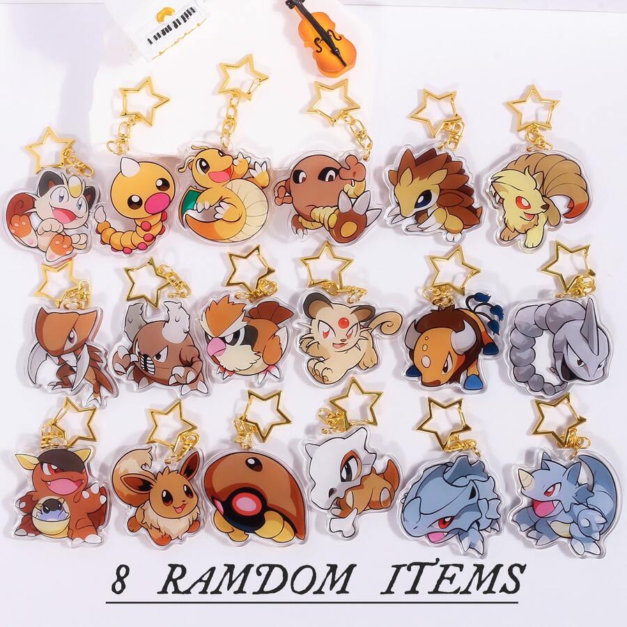 pocket monsters 8 Random Pokemon Earth-Type Keychain, Bag Pendant, Fashionable And Cute Keychain Accessory Decoration - Nhiều màu - Xem 1