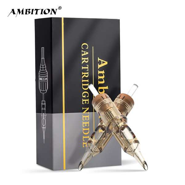 Ambition 20支装高级纹身针头，圆形，一次性，已消毒，适用于纹身机和永久化妆