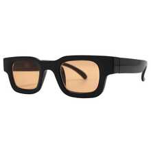 Premium Men's And Women's Square Retro Modern Sunglasses With Comfortable Spring-Loaded Temples And Cosmetic Lenses With UV400 Protection. - Tròng kính màu nâu nhạt đen - Xem 2