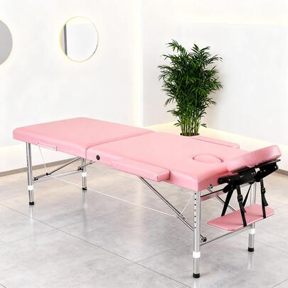 Portable 24-Inch Wide Adjustable Folding Massage Bed, Customer Tattoo Chair, Spa And Beauty Professional Tattoo Table (Pink)