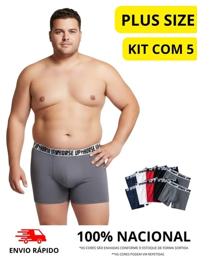 Kit 5 Cueca Plus Size Box Cuecas Masculinas Adulto Boxer Alta Elasticidade Tamanho Extra Grande Box Masculina Microfibra Alta Qualidade