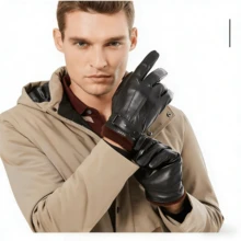 INSTOCK! Hot Men's PU Leather Winter Touchscreen Gloves - Thermal Lined Waterproof Windproof Thermal Handwear, Perfect For Driving/Cycling/Outdoor Cold Weather. Ideal Valentine's Day Gift For Him. Wholesale Available, Limited Time, Great Value!
