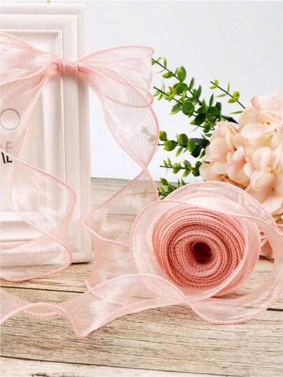 2/4/6/15/30 cuộn ruy băng organza trong suốt có viền xếp ly, thích hợp để gói bó hoa, trang trí bánh kem, đám cưới và làm nơ trang trí cho phụ kiện, dùng để trang trí tiệc tùng.