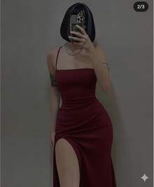 NEW Elegant Long Dress With Open Back, Lace-Up Back, Side Slit, Butt-Lifting, Slim Fit. - Gỗ đỏ - Xem 3